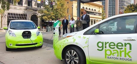 PowerPost EVSE in Downtown Baton Rouge part of the Green Park Initiative. 